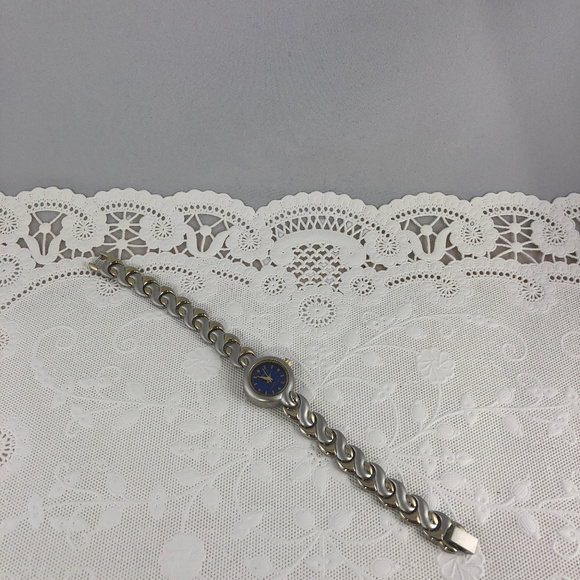 Quemex Accessories Vintage Quemex Goldsilver 2 Tone Blue Dial Watch